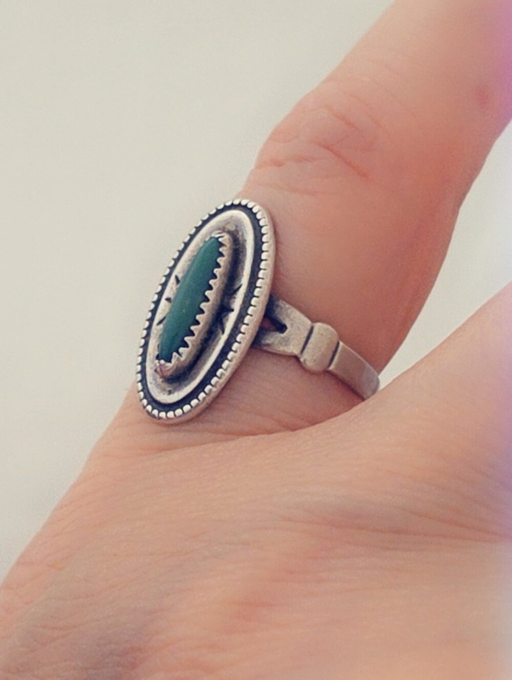 Native Estate Green Turquoise Gemstone Ring Sterling Silver 925